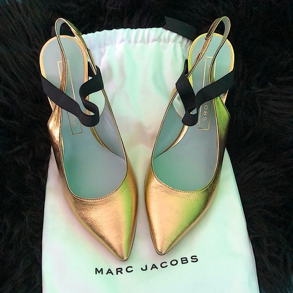 NWOT Marc Jacobs Valery Slingback Pumps gold